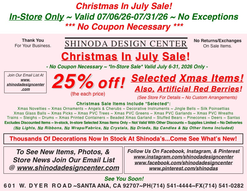 Christmas In July Store Special: 25%off Selected Christmas Items!