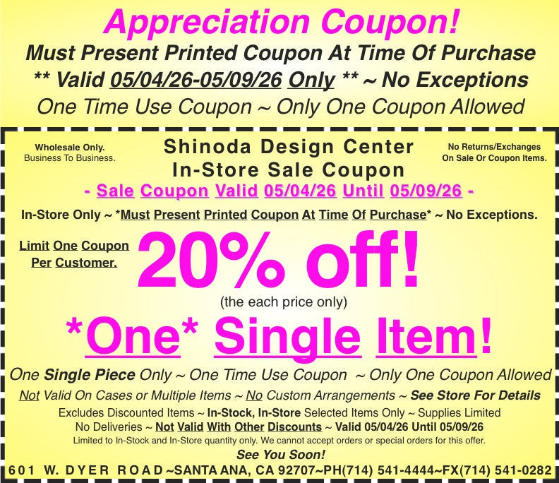 In-Store Appreciation Coupon: 20%off One Single Item!
