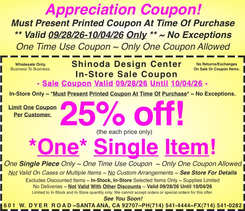 In-Store Appreciation Coupon: 25%off One Single Item!