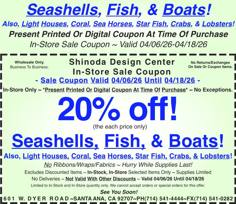 In-Store Coupon: 20%off Selected Beach & Nautical Decorations!