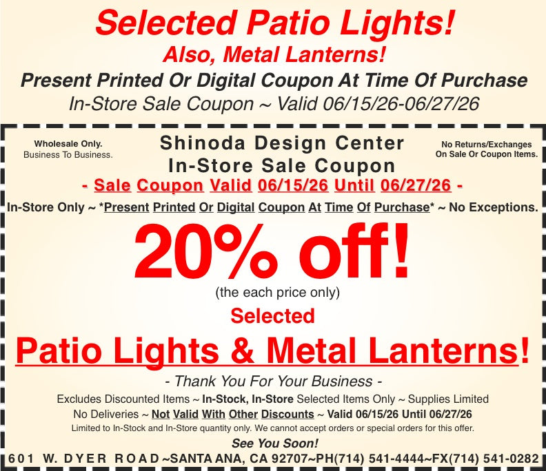 In-Store Coupon: 20%off Selected Patio Lights & Metal Lanterns!