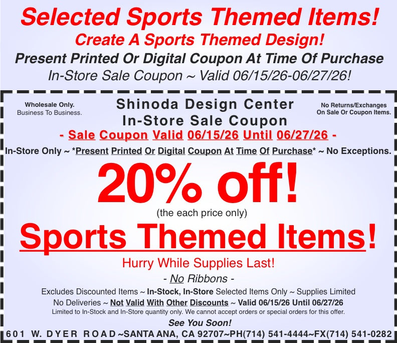 In-Store Coupon: 20%off Sports Themed Items!