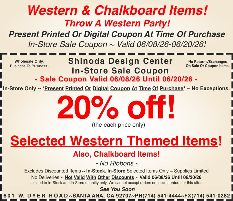 In-Store Coupon: 20%off Selected Western & Chalkboard Items!