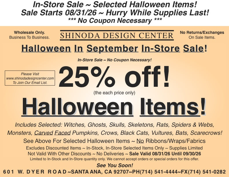 Halloween In September In-Store Special: 25%off Selected Halloween Items!