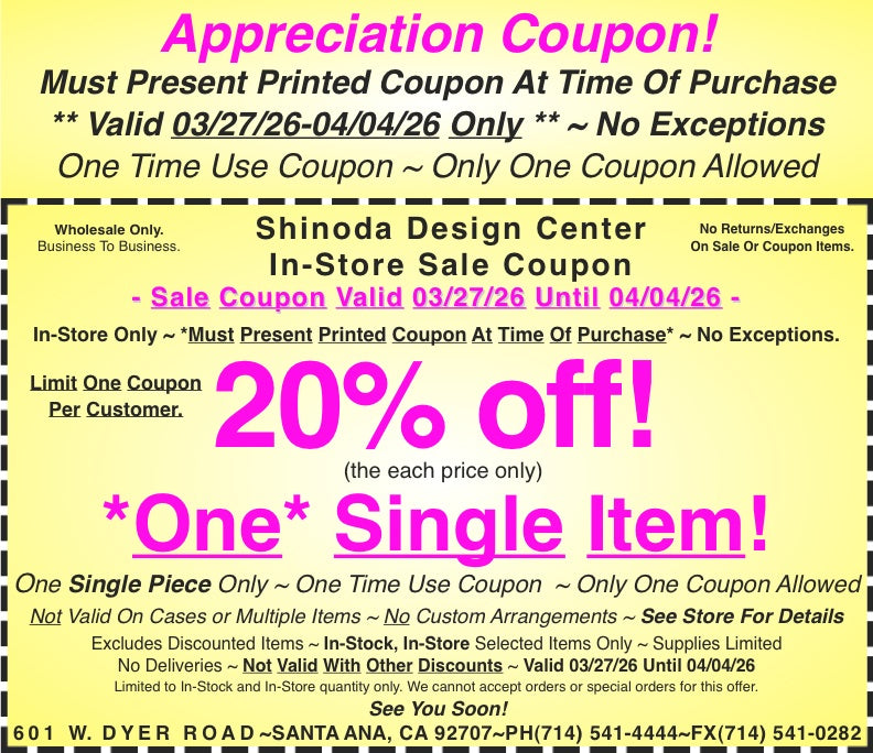 In-Store Appreciation Coupon: 20%off One Single Item!