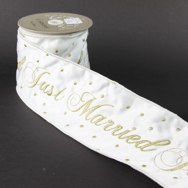 4"X10YD DULL SATIN GOLD/IVORY
