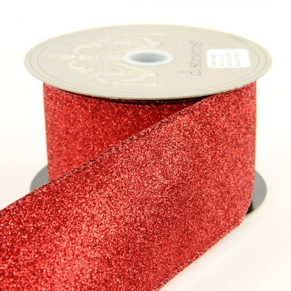 2.5"X10YD GLITTER RBBN RED
