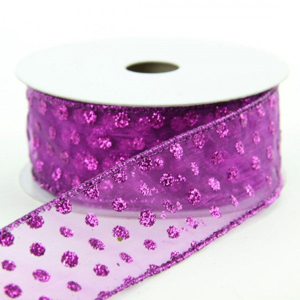 1.5" X 10 YD SHEER WITH GLITTER DOTS RIBBON