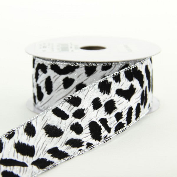 1.5" X 10 YD FLOCKED LEOPARD PRINT RIBBON