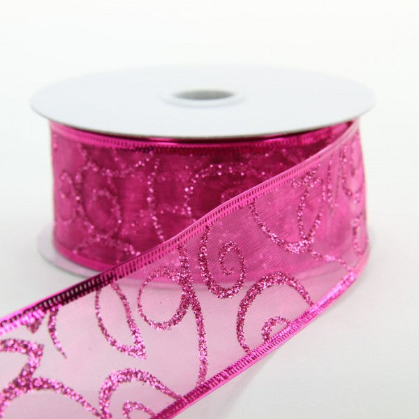 1.5" X 10 YD SHEER MAGENTA RIBBON