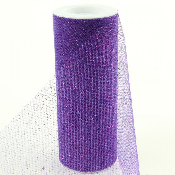 6"X10YD GLITTER TULLE PURPLE