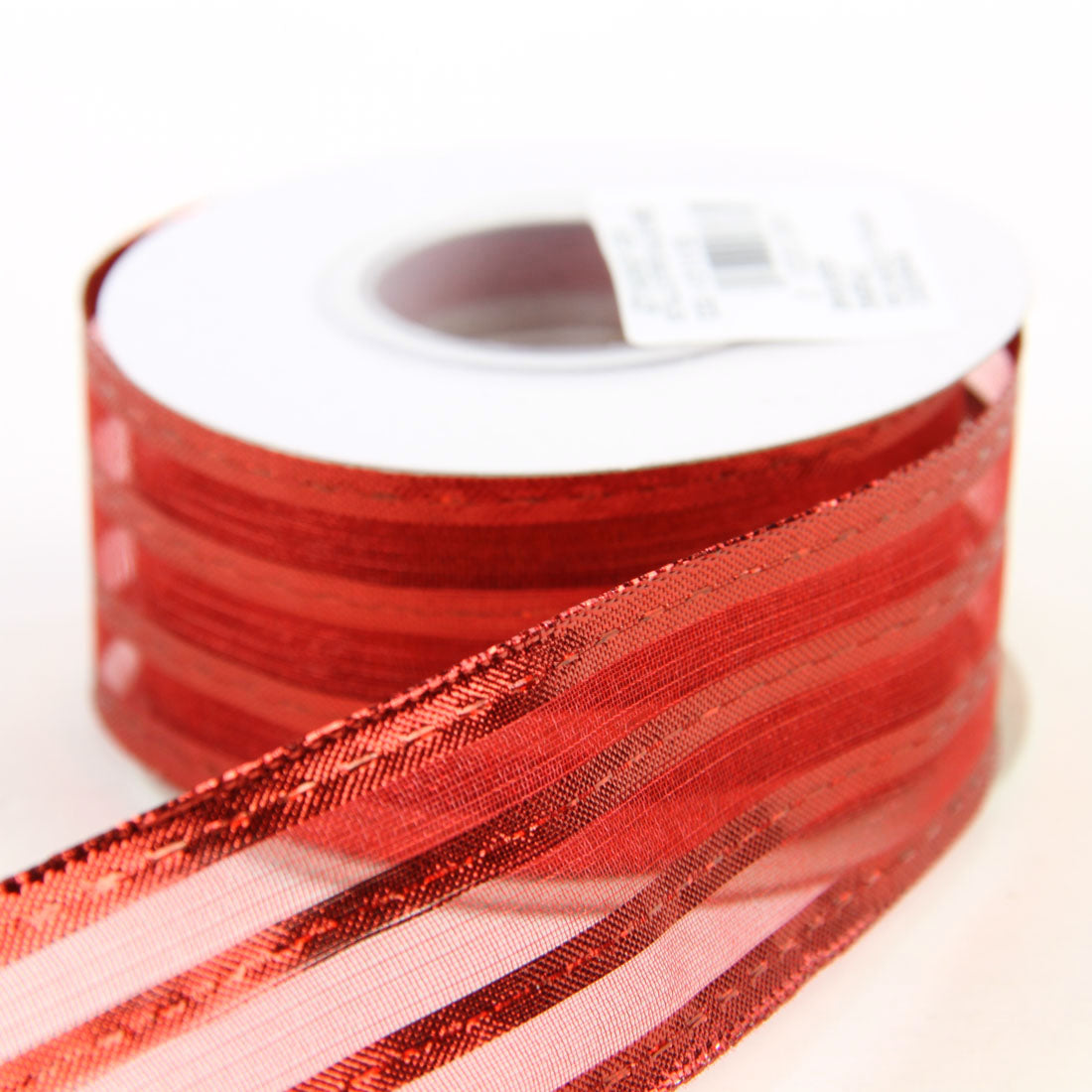 1.5"X10YD MTLC.STRIPE RED