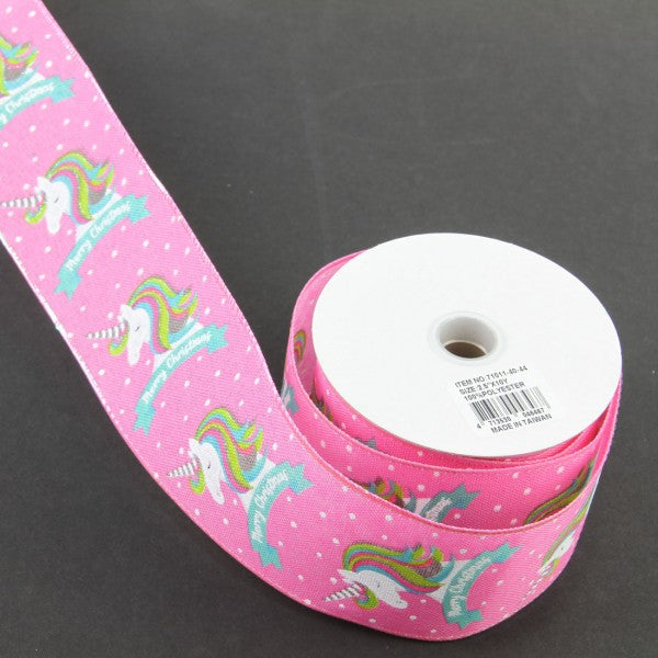 2.5"X10YD XMAS UNICORNS