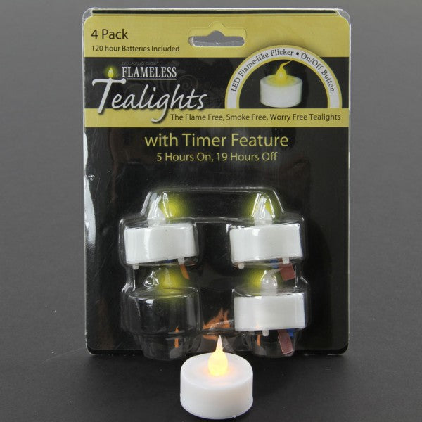 B/O LED T-LITE W/TIMER 4/PKG