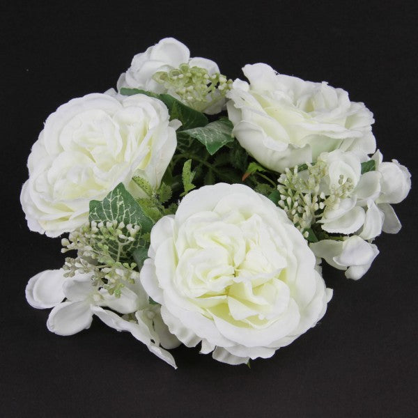 3"MIX ROSE/HYDR.CANDLE RING