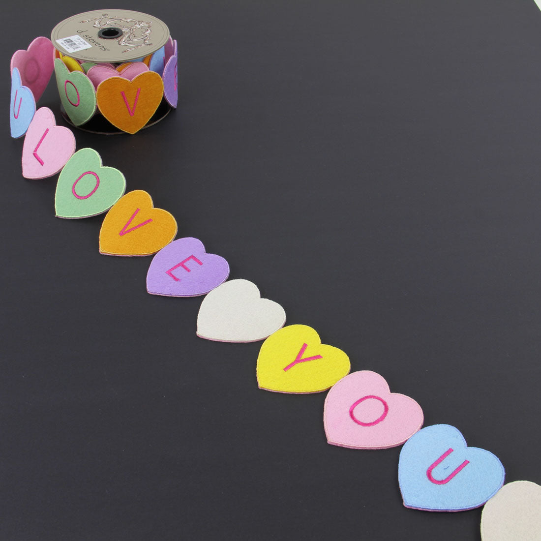 2.5 " X 5 YD EMBROIDERED LOVE CONVERSATION HEARTS RIBBON