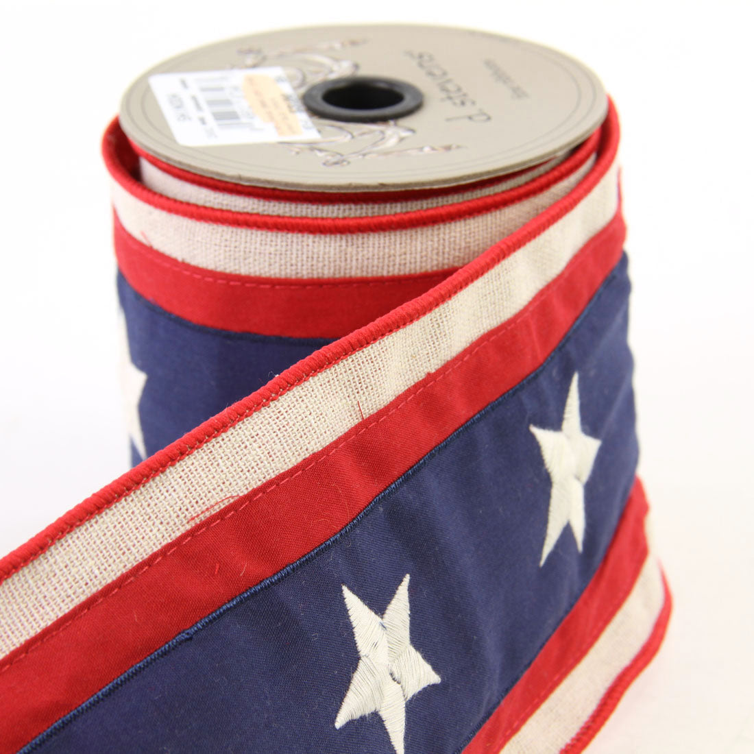 4" X 5 YD CANVAS EMBROIDERY STARS RIBBON