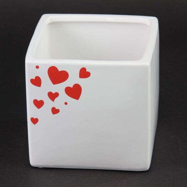 4"X4"HEART SPRAY SQ.PLANTER