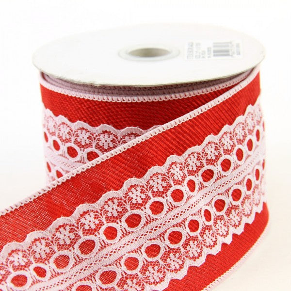 2.5"X10YD DENIM JEAN W/LACE