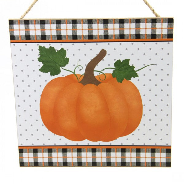 10"SQ.PUMPKIN W/BORDER SIGN