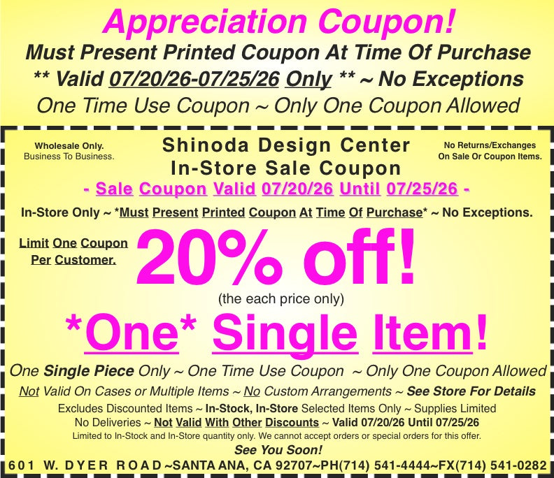 In-Store Appreciation Coupon: 20%off One Single Item!
