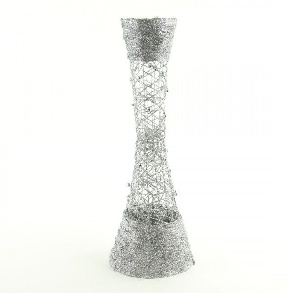 24"GLIT.WIRE VASE SILVER