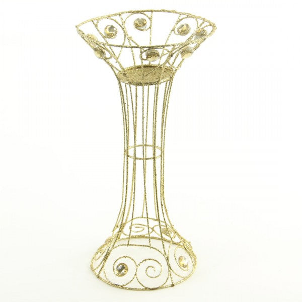 12" GLITTER WIRE CANDLE HOLDER WITH JEWELS