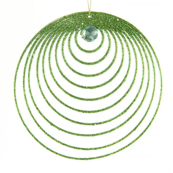 6"RND GLT.SPRING ORNA GREEN