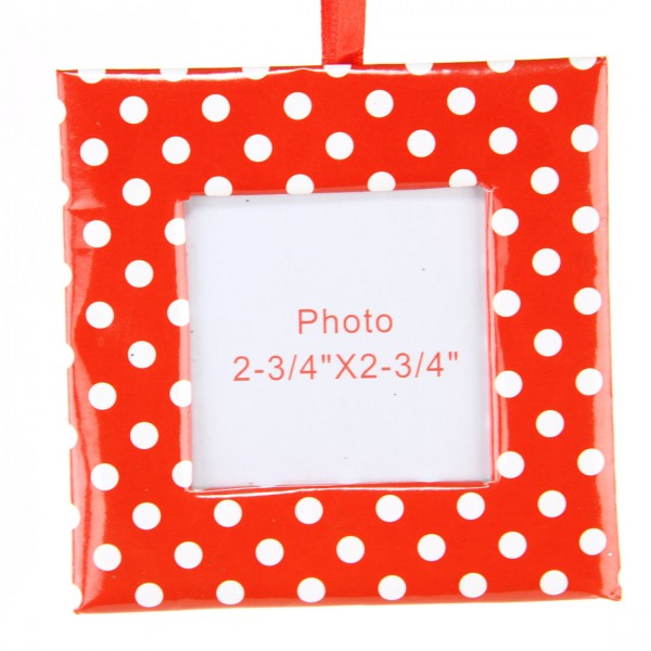 FRAME ORNAMENT W/WHT DOTS