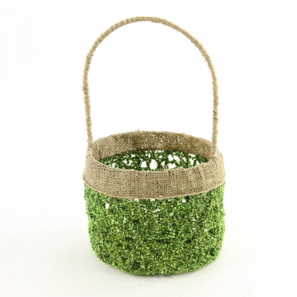 14"MOSS/BURLAP BSKT S2 W/HNDL