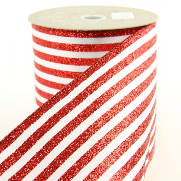 4"X10YD SATIN RED GLT.STRIPE
