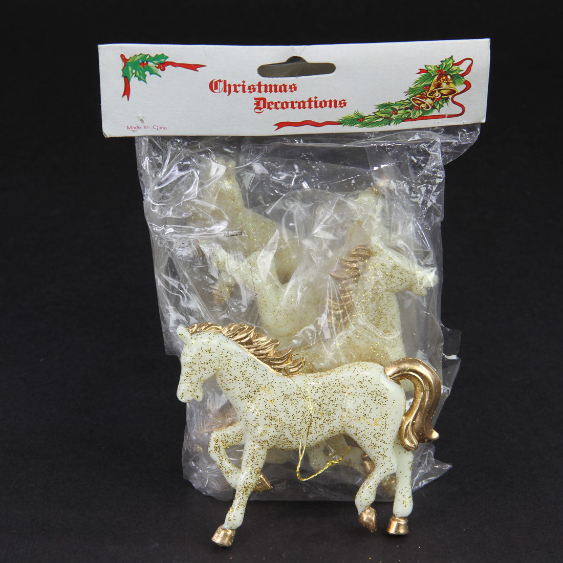 4"HORSE HANGING 4/PKG GLIT A5