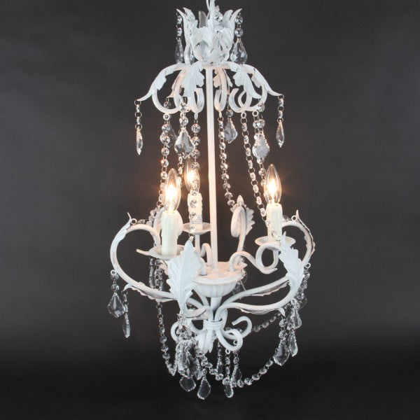 WHT IRON LEAF CHANDALIER