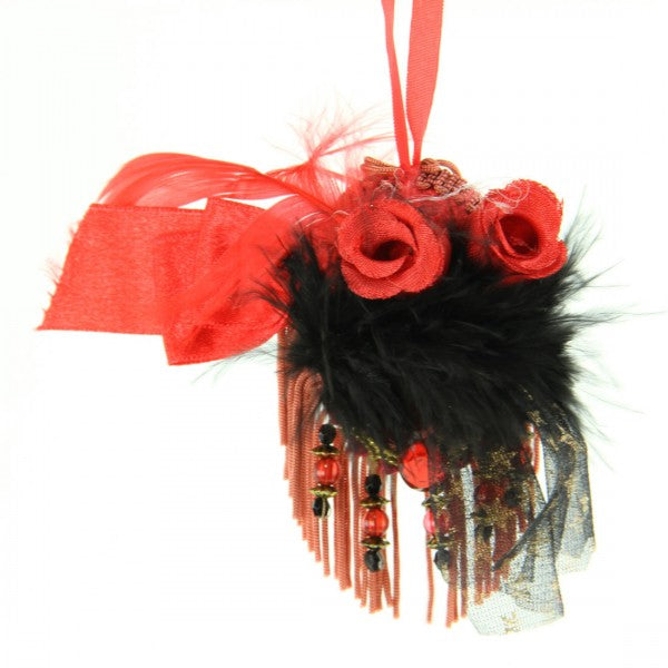 3"RESIN/FAB HAT ORN W/FTHR A6
