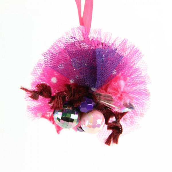 3"RESIN/FAB HAT ORN W/FTHR A6