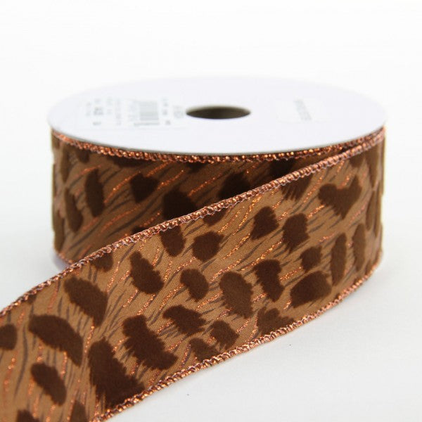 1.5" X 10 YD FLOCKED LEOPARD PRINT RIBBON