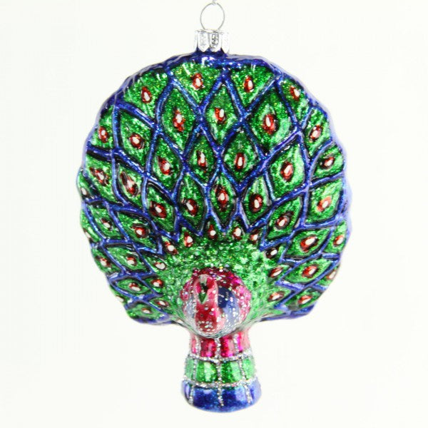 4.5''H GLASS PEACOCK ORNA A25