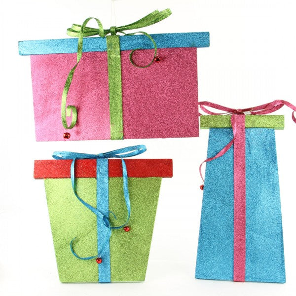 EVA/GLT/STRIPE GIFT BOX ORN