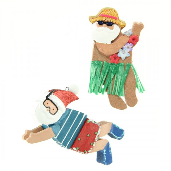 2.75-5.5" BEACH SANTA ORNA
