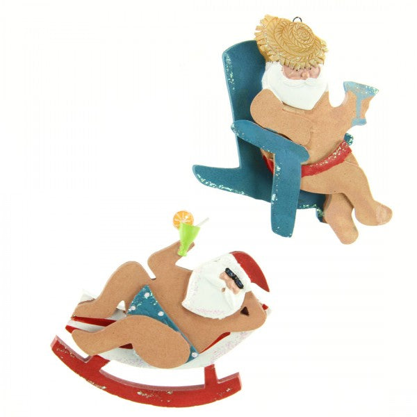 4.25-4.75"BEACH SANTA ORNA