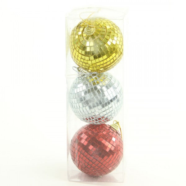 3.25"GLS MIRR.BALL ORNA 3/BX