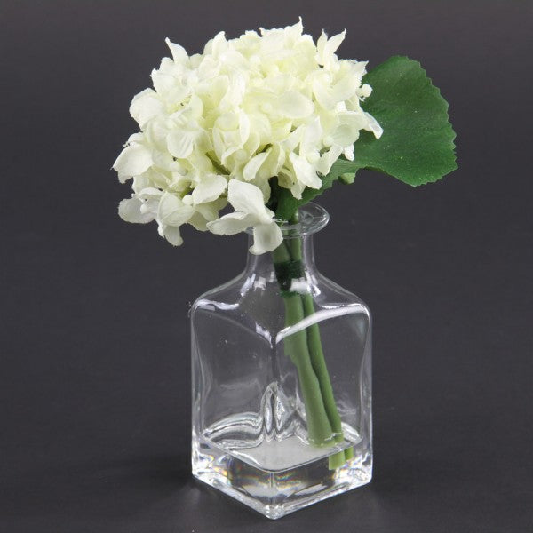 7.5" HYDRANGEA W/GLASS BOTTLE
