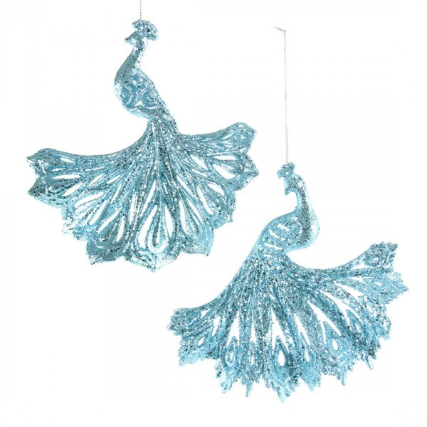 6"PEACOCK ORN W/GLIT BLUE A4