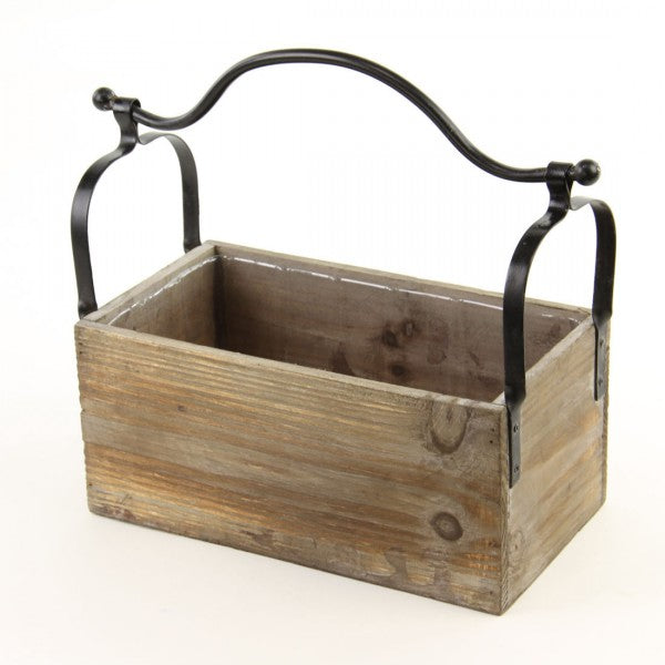 WOOD BOX W/MTL HANDLE S1