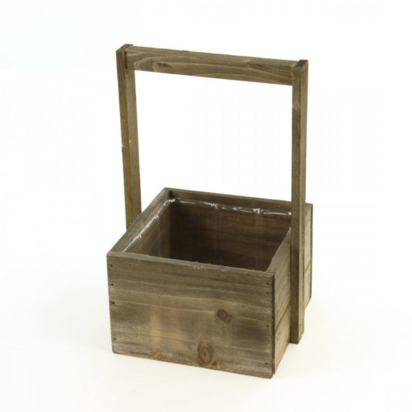 SQ.WD BOX S1 W/HNDL BRWN