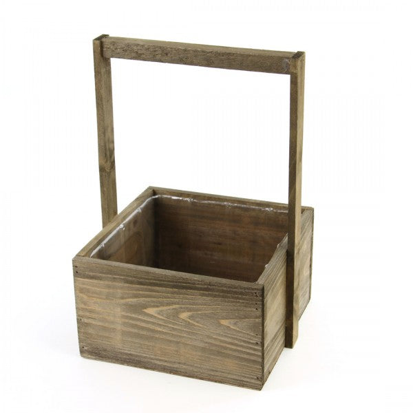 SQ.WD BOX S2 W/HNDL BRWN