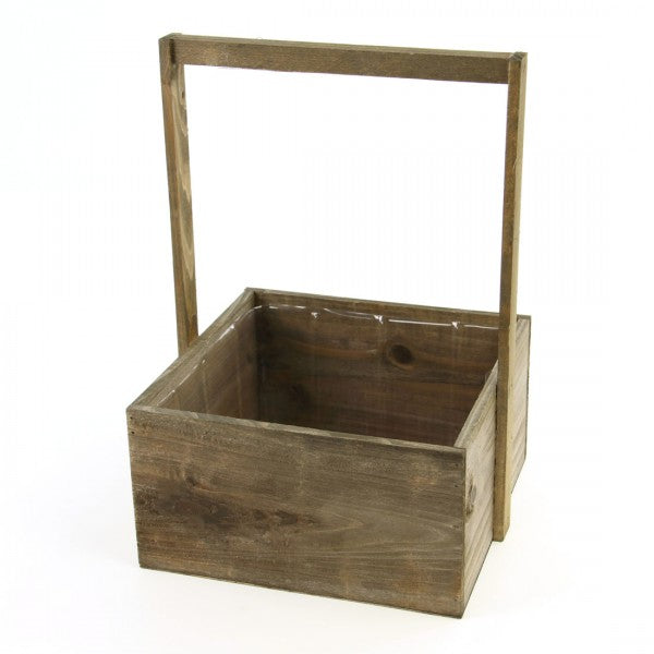 SQ.WD BOX S3 W/HNDL BRWN
