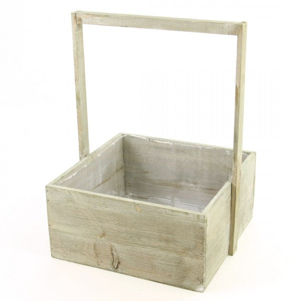 SQ.WD BOX S4 W/HNDL WHT