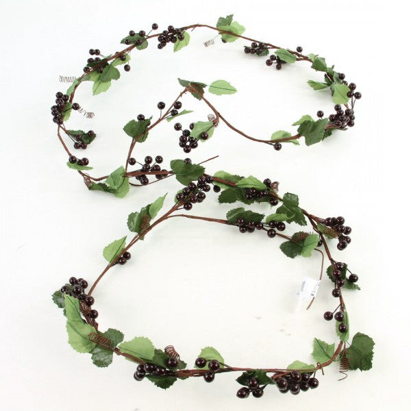 8'DK.RED BERRY GARLAND W/LEAF