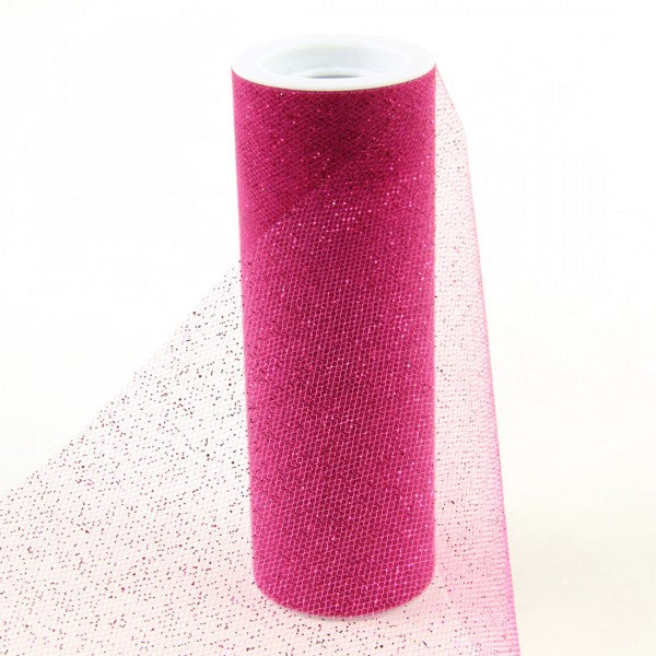 6"X10YD GLITTER TULLE FUCHSIA
